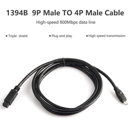 JUNSUNMAY FireWire High Speed Premium DV 800 9 Pin Male To FireWire 400 4 Pin Male IEEE 1394 Cable, 1.8m, 3m, 4.5m
