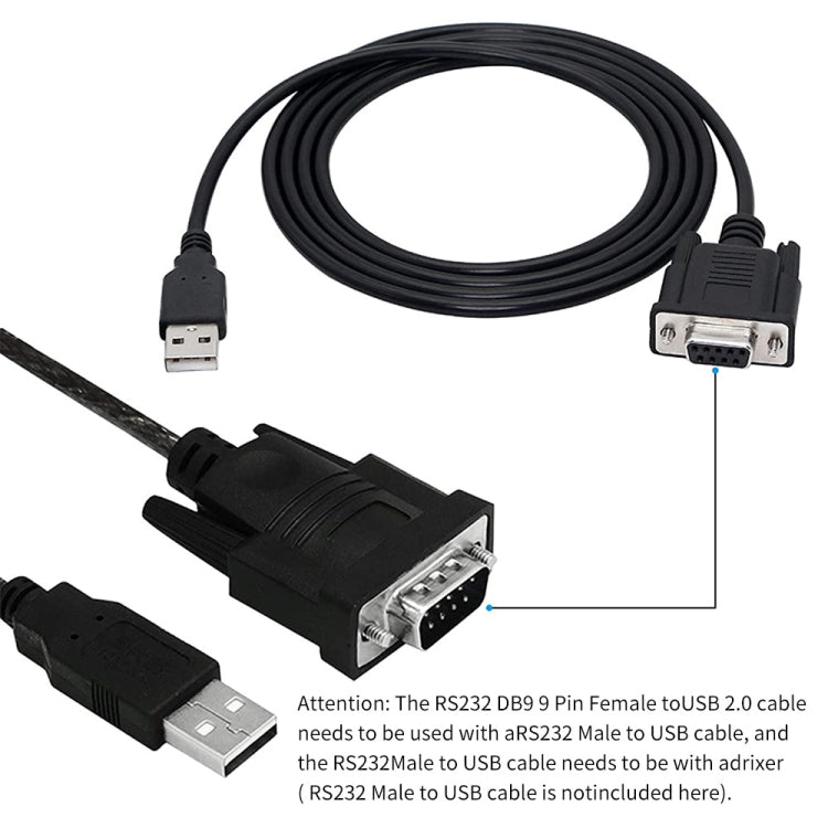 JUNSUNMAY 6 Feet RS232 DB9 Female to USB 2.0 Cable Only Use for Programmable Logic Controller, 1.8m