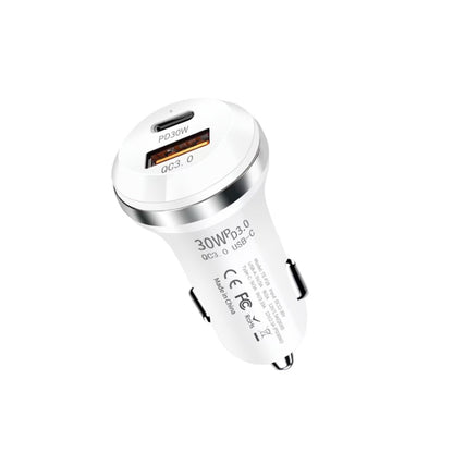 P28 USB-C PD30W + QC3.0 18W USB Dual Port Car Charger, P28 (Black), P28 (White)