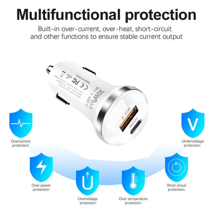 P28 USB-C PD30W + QC3.0 18W USB Dual Port Car Charger, P28 (Black), P28 (White)