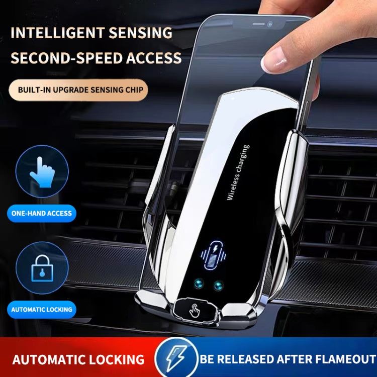 A2 Car Mobile Phone Bracket Wireless 15W Fast Charging Automatic Smart Sensor Stand, A2 (Silver), A2 (Black)2