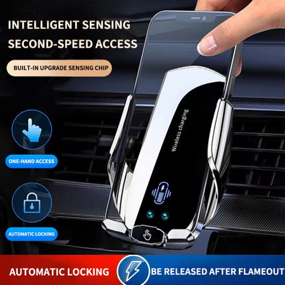 A2 Car Mobile Phone Bracket Wireless 15W Fast Charging Automatic Smart Sensor Stand, A2 (Silver), A2 (Black)2