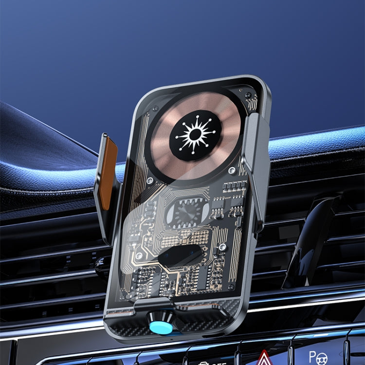 C11 Car 15W Automatically Open Transparent Type-C Wireless Charger Stand, C11 (Gold), C11 (Gray), C11 (Blue)