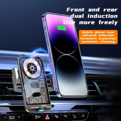 C11 Car 15W Automatically Open Transparent Type-C Wireless Charger Stand, C11 (Gold), C11 (Gray), C11 (Blue)
