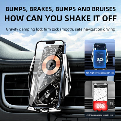 Q8 Universal Air Vent Mount Magnetic Mobile Phone Wireless Charging Car Holder, Q8 (Black), Q8 (Silver)