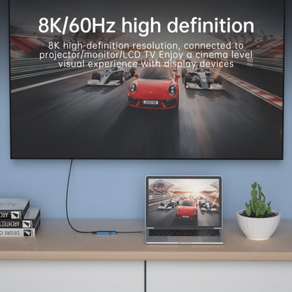 V264B 3 in 1 USB-C / Type-C to USB3.0 + PD3.0 + DP1.4 3-Ports Multi Splitter Adapter OTG HUB, USB + PD + DP