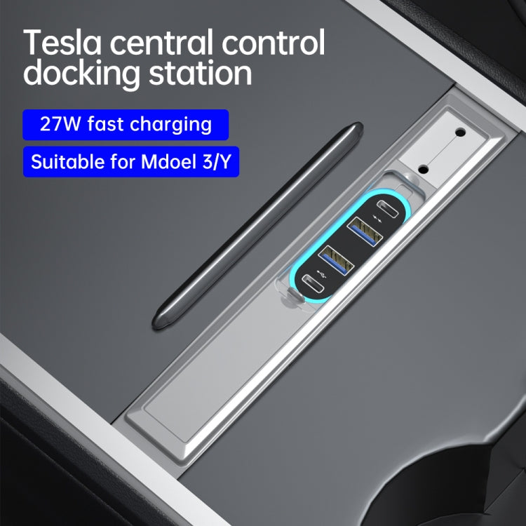Z62A For Tesla Model 3 / Y Center Console 27W Fast Charging USB HUB Docking Station, Z62A