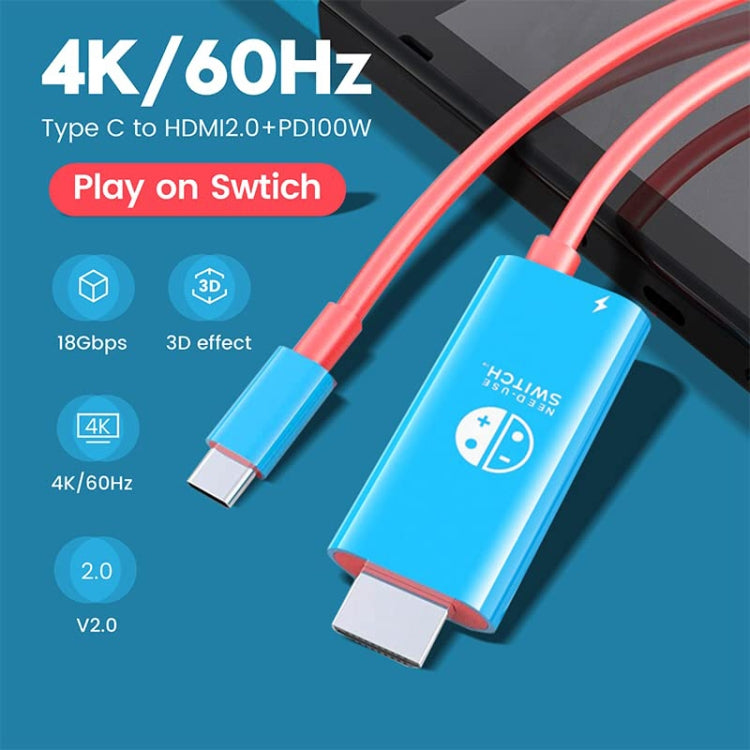 ENKAY ENK-CB136 6.6Ft. Type-C to HDMI Conversion Cable for Switch 4K HD Projection TV, HDMI Conversion Cable