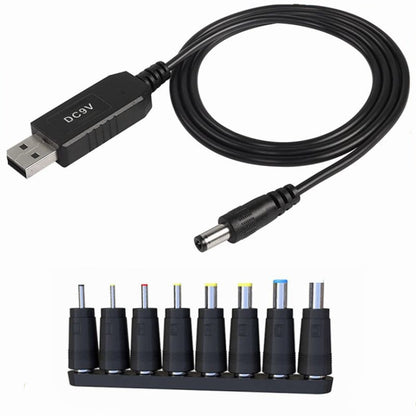 USB 5V to DC 9V 5.5mm x 2.5mm Converter Step Up Voltage Converter Power Cable with 8 Connectors, 5V to DC 9V 5.5mm x 2.5mm