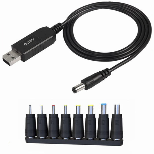 USB 5V to DC 9V 5.5mm x 2.5mm Converter Step Up Voltage Converter Power Cable with 8 Connectors, 5V to DC 9V 5.5mm x 2.5mm