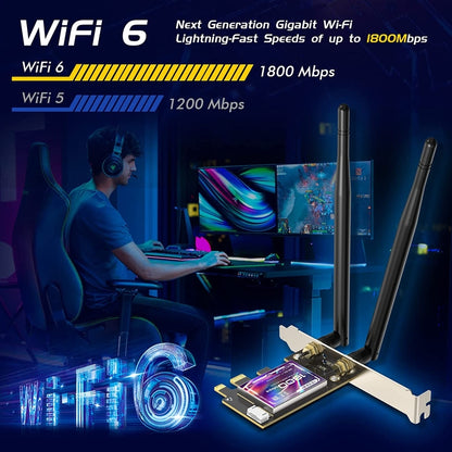 EDUP EP-9658 PCI-E WiFi 6 Card AX1800M Bluetooth 5.2 Adapter for Desktop PC, 2.4GHz/5.8GHz Dual Band Wireless PCI-E Internal Network Card