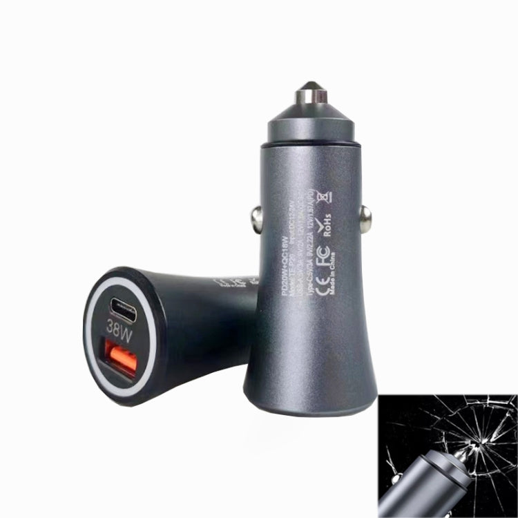 P20 38W PD3.0 20W + QC3.0 USB Safety Hammer Car Charger, P20, P20 (Black), P20 (Blue), P20 (Red)