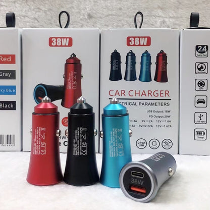 P20 38W PD3.0 20W + QC3.0 USB Safety Hammer Car Charger, P20, P20 (Black), P20 (Blue), P20 (Red)