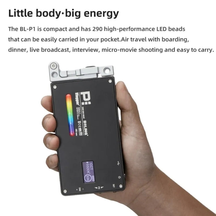 BL-P1 Portable RGB Pocket Fill Light Full Color 2500-8500K Photography Camera Light, BL-P1
