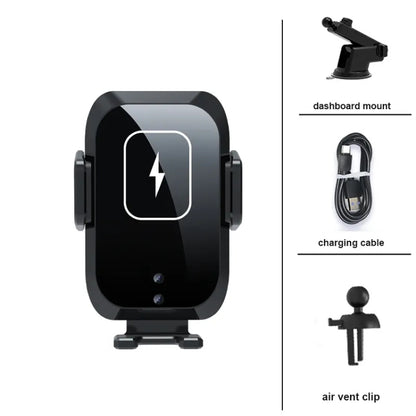 X11 Three Axle Linkage 15W Smart Touch Automatic Retractable Clip Fast Charging Wireless Car Chargers, Standard Configuration, Standard With Dashboard Bracket