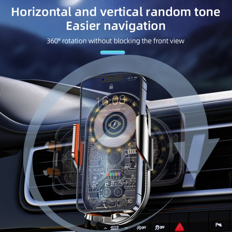 C12 Wireless Fast Charging Car Bracket Interior Cup Air Outlet Fixing Clip Induction Luminous LOGO, C12