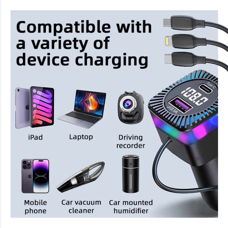 CS5 Car 3 in 1 Bluetooth 5.3 MP3 Player FM Transmitter Charger with Cable, CS5