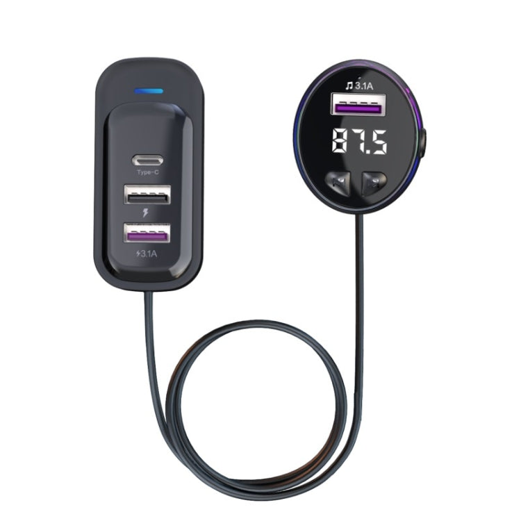 CS8 Black Bluetooth MP3 Play FM Transmitter Car Charger Rear Seat Extended Car Charger, CS8