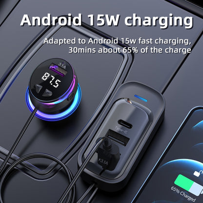 CS8 Black Bluetooth MP3 Play FM Transmitter Car Charger Rear Seat Extended Car Charger, CS8