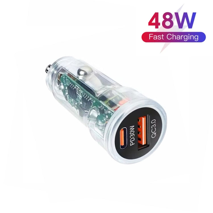 P35 48W PD30W+QC3.0 18W USB Transparent Car Quick Charge, P35 (Transparent), P35 (Transparent Blue)