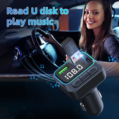 C40 Type-C + Dual USB QC3.0 Car Charger Bluetooth Hands-free Call Adapter Car MP3 Music Player, C40