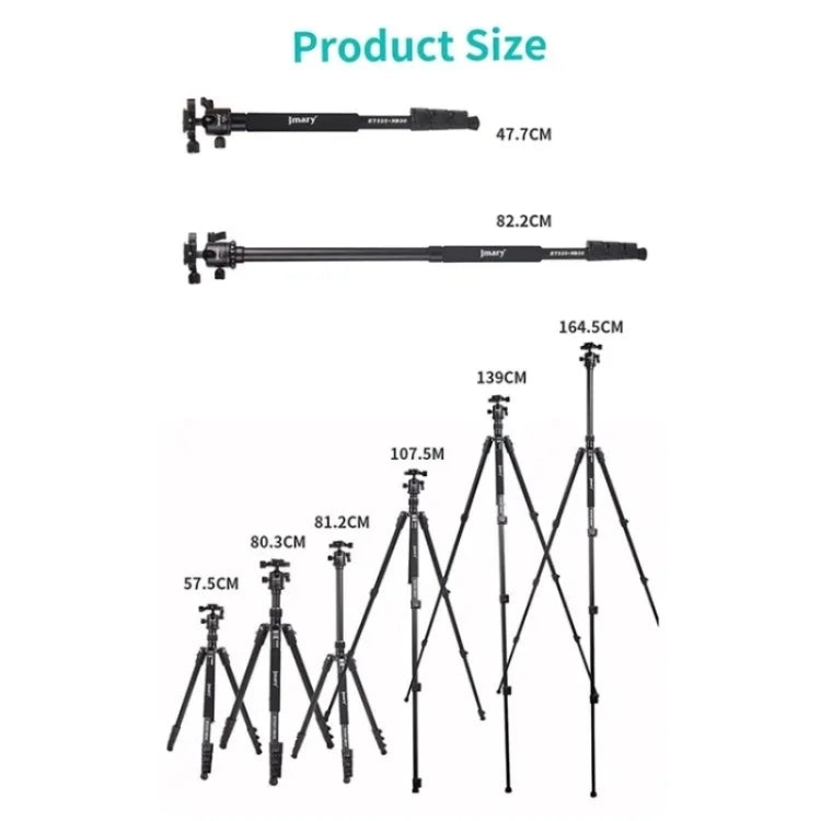 JMARY KT325+NB30 1.6m Portable Aluminum Alloy Action Camera Rotating Tripod Holder, KT325+NB30