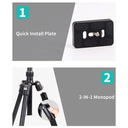 JMARY KT325+NB30 1.6m Portable Aluminum Alloy Action Camera Rotating Tripod Holder, KT325+NB30
