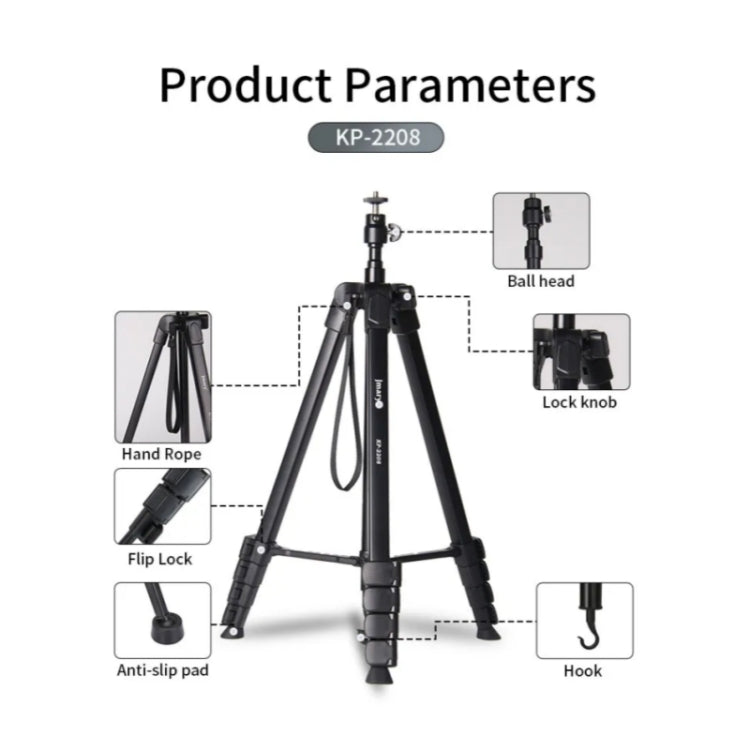 JMARY KP2208 Photography Live Streaming 1.7m Fill Light Camera Metal Tripod Holder, KP2208