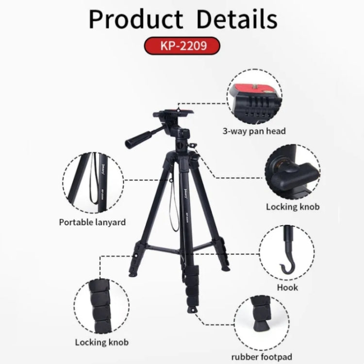 JMARY KP2209 Horizontal Extension Rod Cell Phone Camera Folding Tripod Stand, KP2209