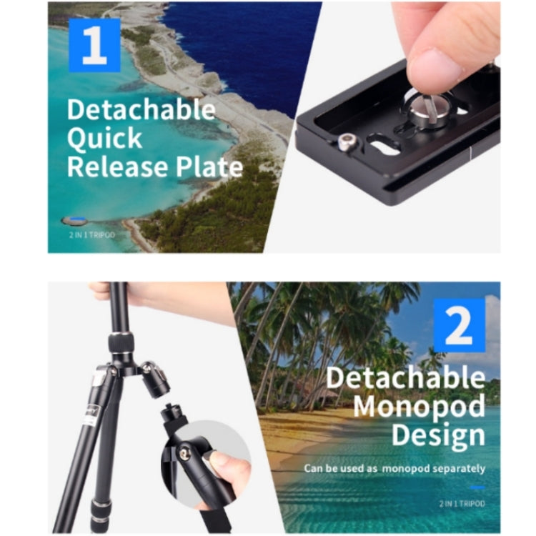 JMARY KT255+NB36 Aluminum Alloy Outdoor Shooting Tripod Detachable SLR Camera Tripod, KT255+NB36
