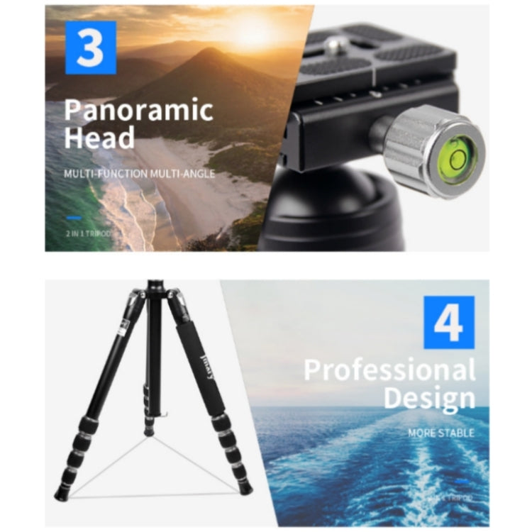 JMARY KT255+NB36 Aluminum Alloy Outdoor Shooting Tripod Detachable SLR Camera Tripod, KT255+NB36