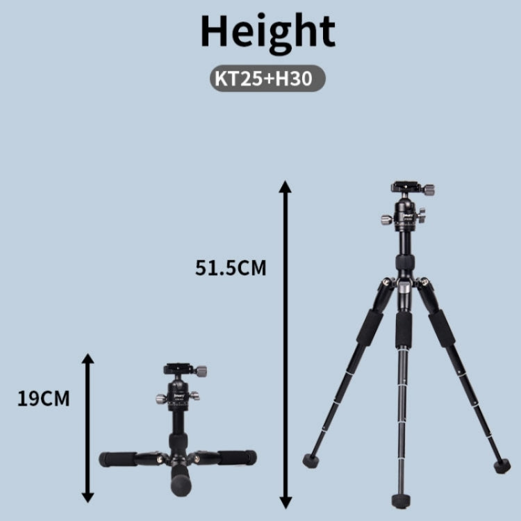 JMARY KT25+H30 For Selfie Live Streaming Lightweight Portable Desktop Mini Tripod Set, KT25+H30