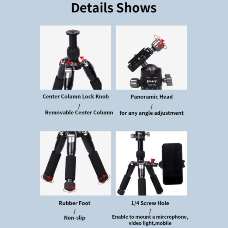 JMARY KT25+H30 For Selfie Live Streaming Lightweight Portable Desktop Mini Tripod Set, KT25+H30