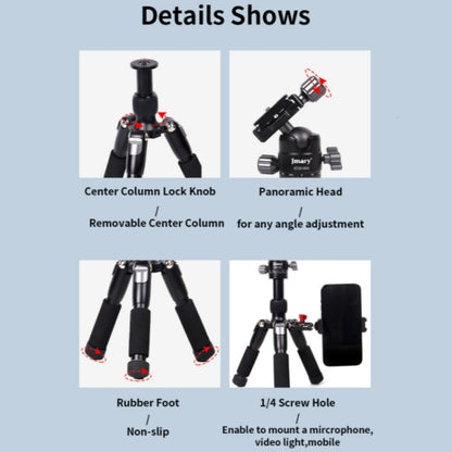 JMARY KT25+H30 For Selfie Live Streaming Lightweight Portable Desktop Mini Tripod Set, KT25+H30