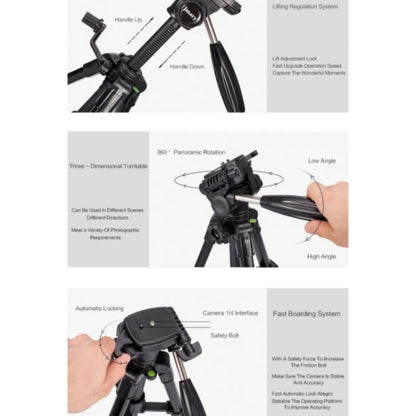 JMARY KP-2203 Portable Aluminum Alloy Telescopic SLR Camera Phone Photography Tripod, KP-2203