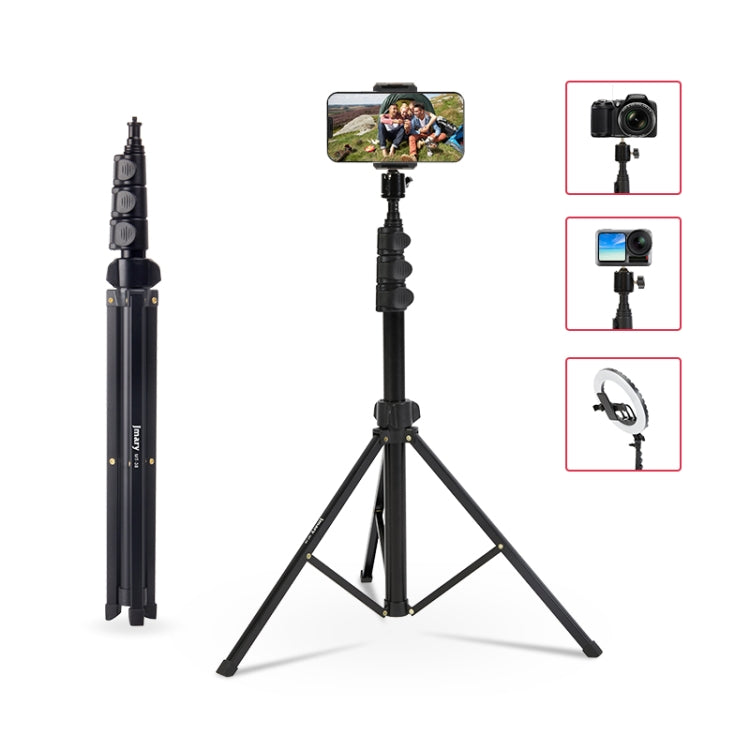 JMARY MT38 Travel Tripod Phone Holder 1.68m Telescopic Vlogging Camera Mount Tripod Stand, MT38