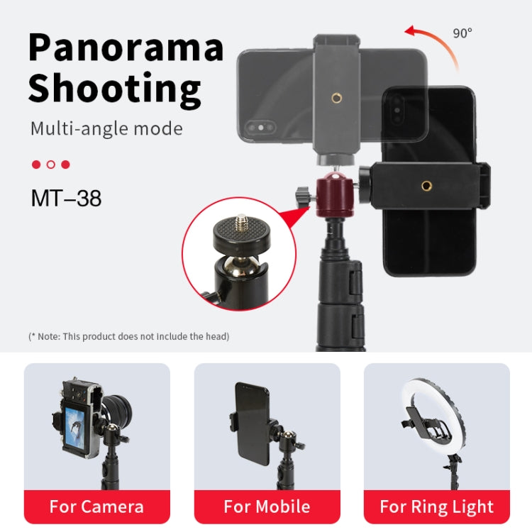 JMARY MT38 Travel Tripod Phone Holder 1.68m Telescopic Vlogging Camera Mount Tripod Stand, MT38