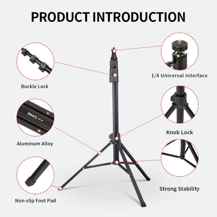 JMARY MT38 Travel Tripod Phone Holder 1.68m Telescopic Vlogging Camera Mount Tripod Stand, MT38