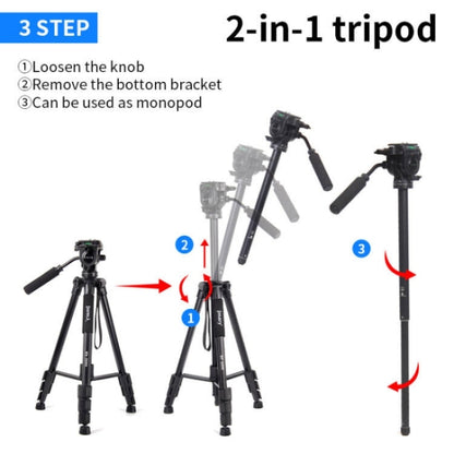 JMARY KP2599 SLR Camera Phone Live Streaming Outdoor Photography Aluminum Tripod, KP2599