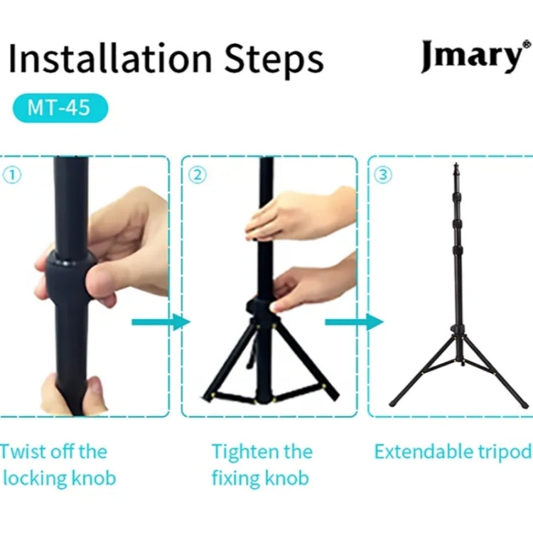 JMARY MT45 Cell Phone Clip Camera Mount Holder Telescopic Selfie Stick Outdoor Tripod Stand, MT45
