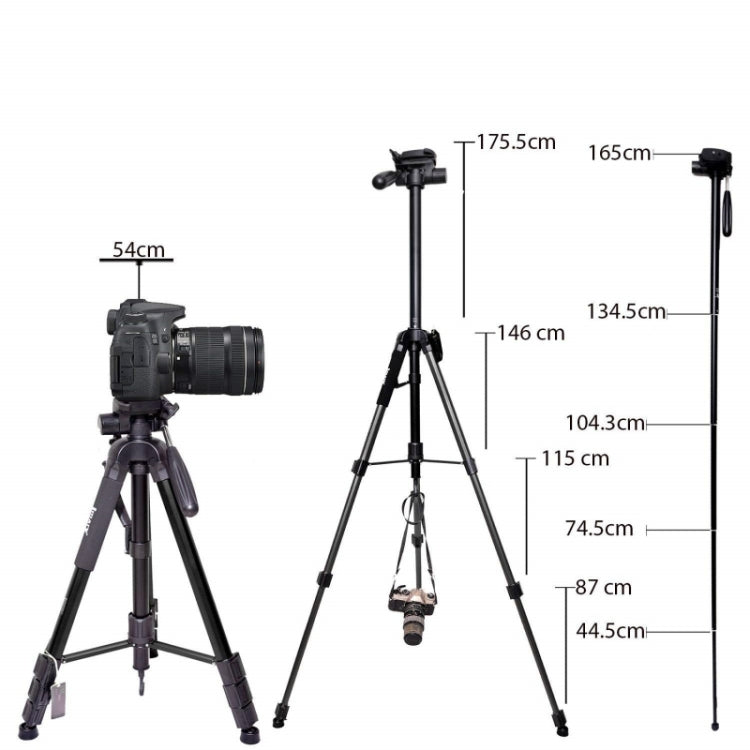 JMARY KP2264 Portable Detachable Tripod Mobile Phone SLR Camera Aluminium Alloy Stand, KP2264