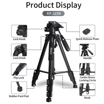 JMARY KP2234 Telescopic Aluminum Alloy SLR Camera Phone Live Streaming  Photography Tripod, KP2234