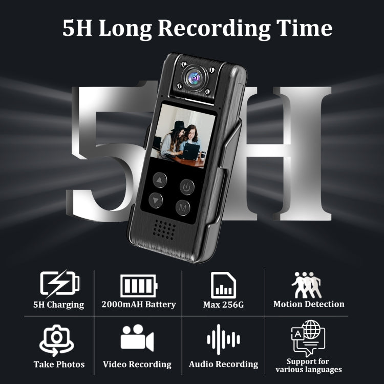 L10 1.3 Inch 180 Degree Rotation HD Outdoor Sports Camera HD Law Enforcement Recorder, L10
