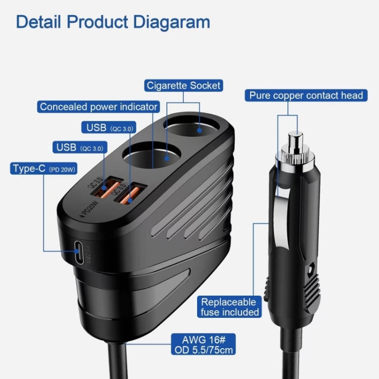 TR-31 PD 18W High Power Type-C + Dual USB QC 3.0 Fast Charger, TR-31