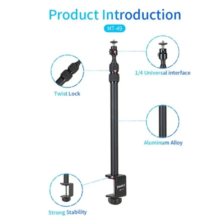 JMARY MT-49 For LED Video Light Clip Stand Adjustable Clamp Desk Mount Light Stand, MT-49