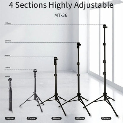 JMARY MT-36 4 Sections Adjustable Camera Stand Tripod 67-inch Live Streaming Phone Tripod, MT-36