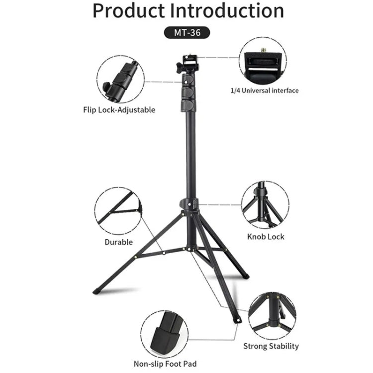 JMARY MT-36 4 Sections Adjustable Camera Stand Tripod 67-inch Live Streaming Phone Tripod, MT-36