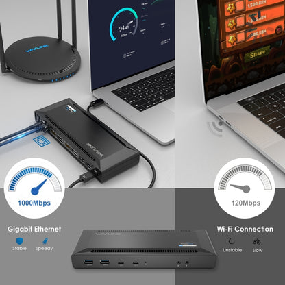 Wavlink UG69PD2 Dual 4K Fast Charging Integrated Docking Station, US Plug, EU Plug, UK Plug, AU Plug
