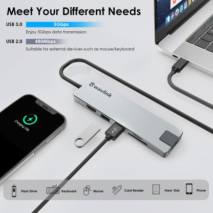 Wavlink UHP3409 For MacBook Pro/Air USB-C Windows Laptops 100W PD Mini Docking Station, UHP3409