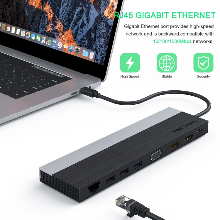 Wavlink UMD03 Triple Display Adapter Type-C Hub 12 in 1 Docking Station, UMD03